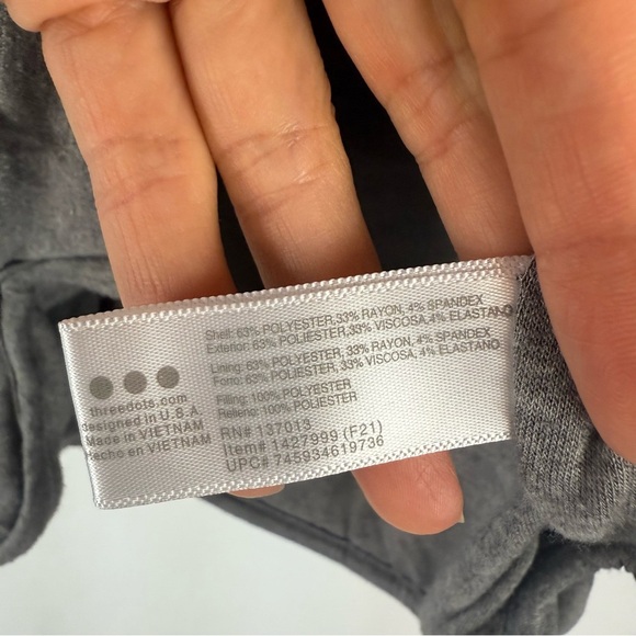 Three Dots Gray Quilted Step Hem Knit Full Zip Jacket Large - Picture 7 of 11